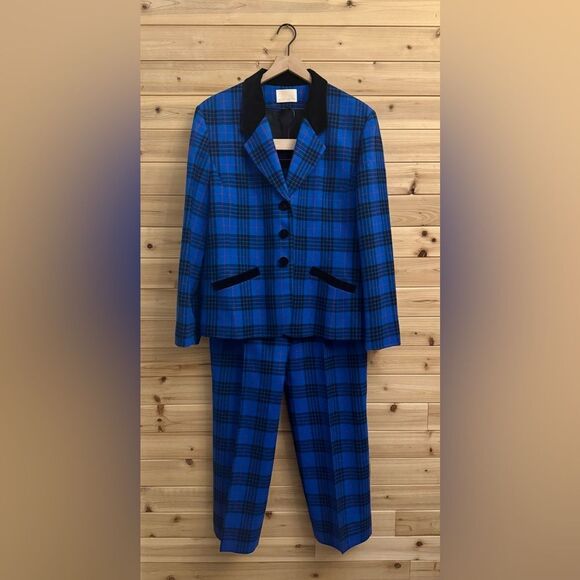 Vintage Pendleton Size XLarge Wool Blue & Red Morgan Tartan Blazer & Pants Set - Picture 1 of 13